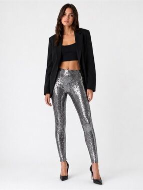 Isabel Marant Silver Sequin Madillio Skinny Legging Party Cocktail Size 36FR/4US